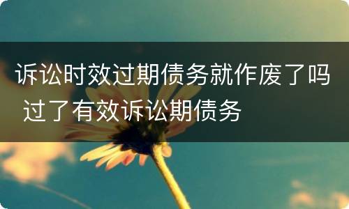 诉讼时效过期债务就作废了吗 过了有效诉讼期债务
