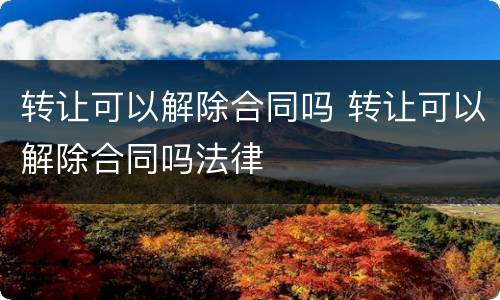 转让可以解除合同吗 转让可以解除合同吗法律