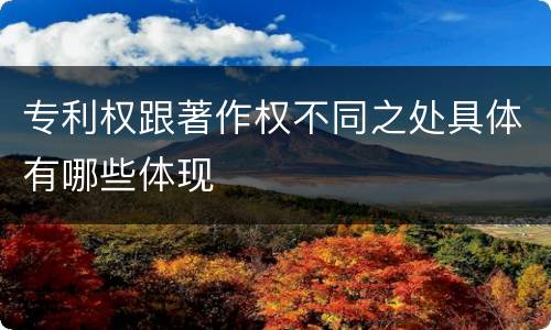 专利权跟著作权不同之处具体有哪些体现