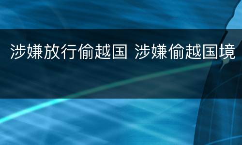 涉嫌放行偷越国 涉嫌偷越国境