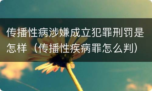 传播性病涉嫌成立犯罪刑罚是怎样（传播性疾病罪怎么判）