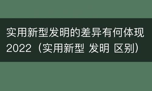 实用新型发明的差异有何体现2022（实用新型 发明 区别）