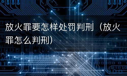 放火罪要怎样处罚判刑（放火罪怎么判刑）