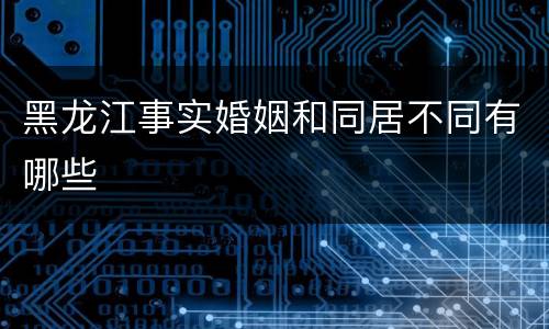 黑龙江事实婚姻和同居不同有哪些