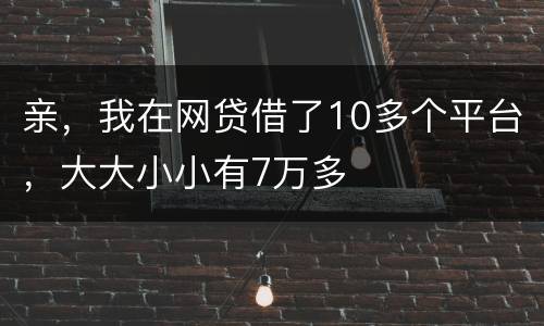亲，我在网贷借了10多个平台，大大小小有7万多