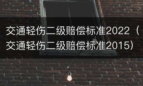 交通轻伤二级赔偿标准2022（交通轻伤二级赔偿标准2015）