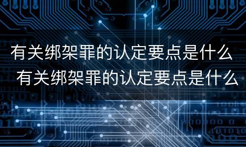 有关绑架罪的认定要点是什么 有关绑架罪的认定要点是什么标准