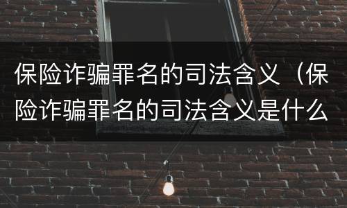 保险诈骗罪名的司法含义（保险诈骗罪名的司法含义是什么）