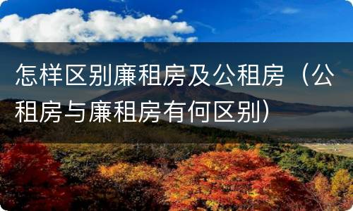 怎样区别廉租房及公租房（公租房与廉租房有何区别）
