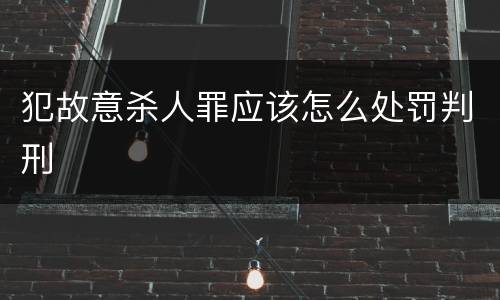 犯故意杀人罪应该怎么处罚判刑