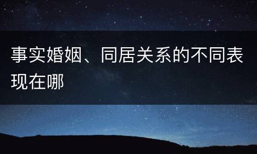 事实婚姻、同居关系的不同表现在哪