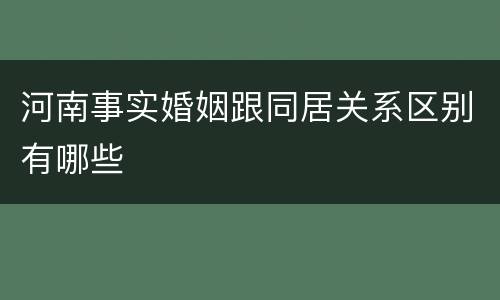 河南事实婚姻跟同居关系区别有哪些