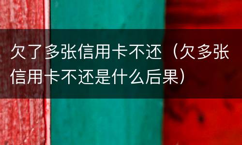 欠了多张信用卡不还（欠多张信用卡不还是什么后果）