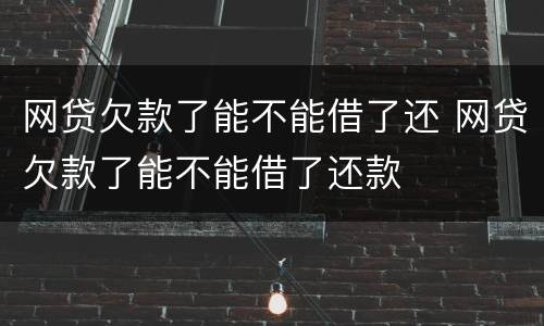 网贷欠款了能不能借了还 网贷欠款了能不能借了还款
