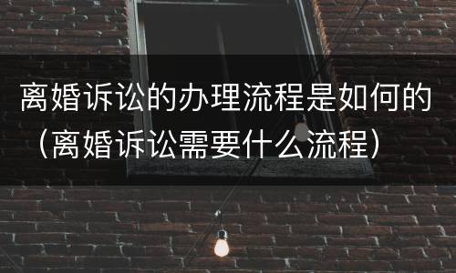 离婚诉讼的办理流程是如何的（离婚诉讼需要什么流程）