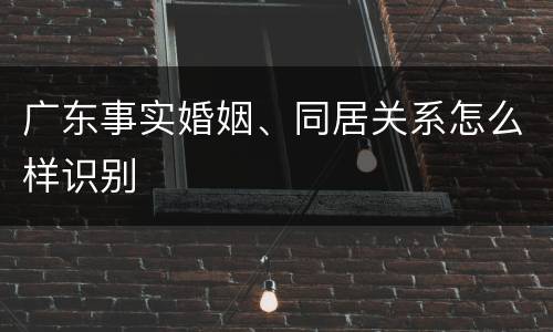 广东事实婚姻、同居关系怎么样识别