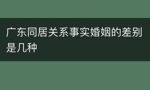 广东同居关系事实婚姻的差别是几种