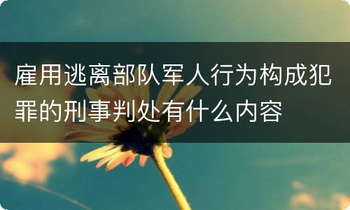 雇用逃离部队军人行为构成犯罪的刑事判处有什么内容