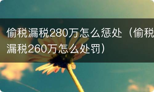 偷税漏税280万怎么惩处（偷税漏税260万怎么处罚）