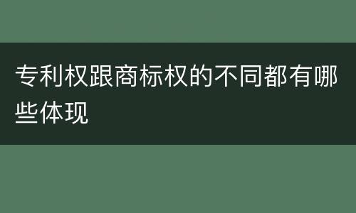 专利权跟商标权的不同都有哪些体现