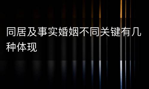 同居及事实婚姻不同关键有几种体现