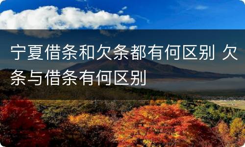 宁夏借条和欠条都有何区别 欠条与借条有何区别