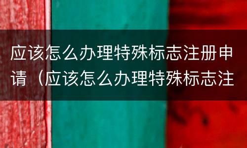 应该怎么办理特殊标志注册申请（应该怎么办理特殊标志注册申请手续）