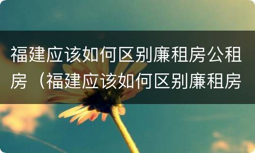 福建应该如何区别廉租房公租房（福建应该如何区别廉租房公租房和商品房）