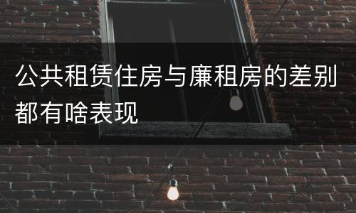 公共租赁住房与廉租房的差别都有啥表现