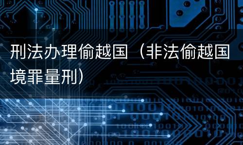 刑法办理偷越国（非法偷越国境罪量刑）
