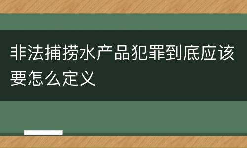 非法捕捞水产品犯罪到底应该要怎么定义