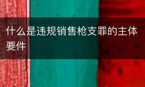 什么是违规销售枪支罪的主体要件