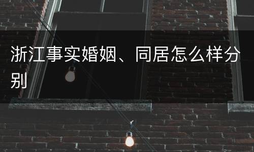 浙江事实婚姻、同居怎么样分别