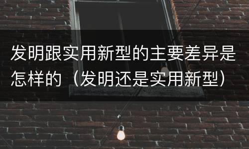 发明跟实用新型的主要差异是怎样的（发明还是实用新型）
