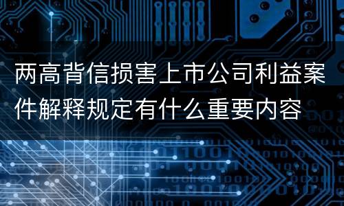 两高背信损害上市公司利益案件解释规定有什么重要内容