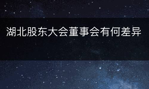 湖北股东大会董事会有何差异