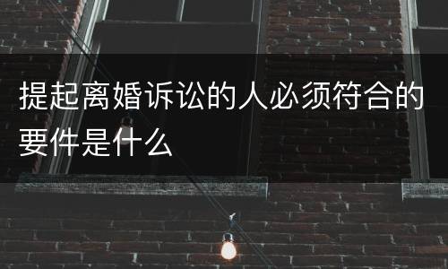 提起离婚诉讼的人必须符合的要件是什么