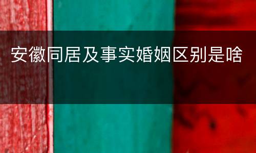 安徽同居及事实婚姻区别是啥