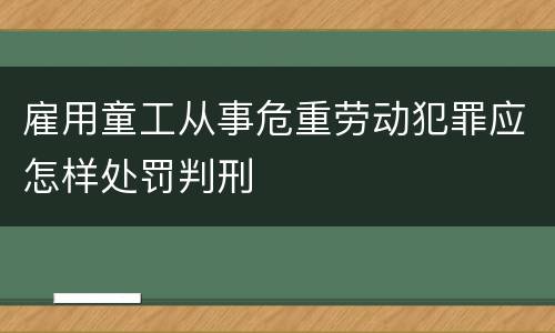 雇用童工从事危重劳动犯罪应怎样处罚判刑