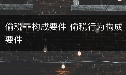 偷税罪构成要件 偷税行为构成要件