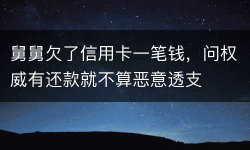 舅舅欠了信用卡一笔钱，问权威有还款就不算恶意透支