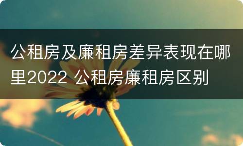 公租房及廉租房差异表现在哪里2022 公租房廉租房区别