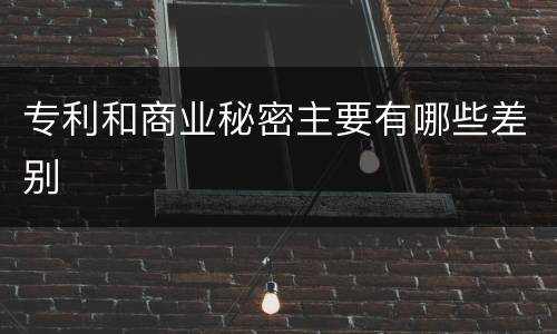 专利和商业秘密主要有哪些差别