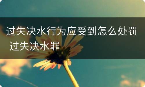 过失决水行为应受到怎么处罚 过失决水罪