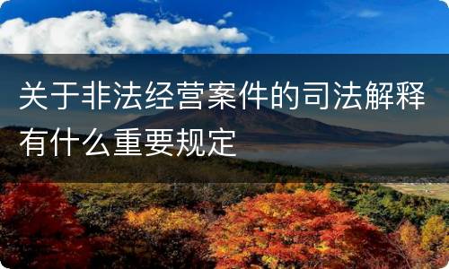 关于非法经营案件的司法解释有什么重要规定