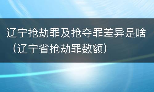 辽宁抢劫罪及抢夺罪差异是啥（辽宁省抢劫罪数额）