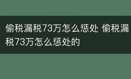 偷税漏税73万怎么惩处 偷税漏税73万怎么惩处的