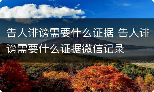 告人诽谤需要什么证据 告人诽谤需要什么证据微信记录