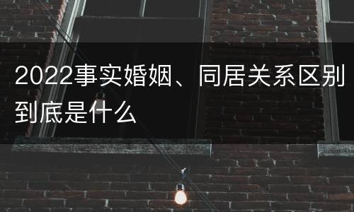 2022事实婚姻、同居关系区别到底是什么