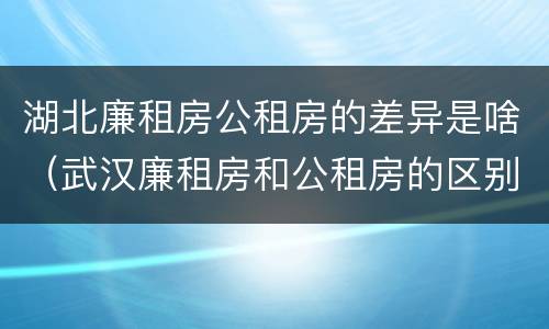 湖北廉租房公租房的差异是啥（武汉廉租房和公租房的区别）